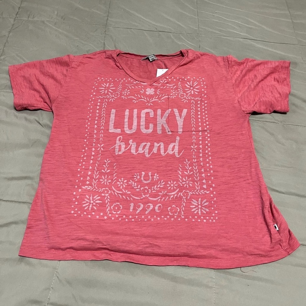 Lucky Brand Red Top Tee XL brand new with tags.